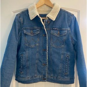 Womens Wrangler Sherpa Lined Denim Jacket